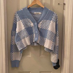 Blue and White Checker Sweater Size Small